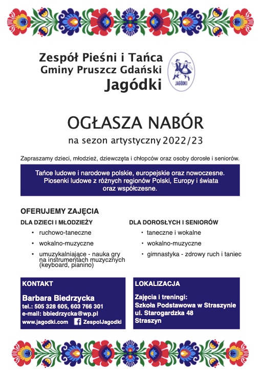 plakat o naborze na sezon artystyczny 2022/23